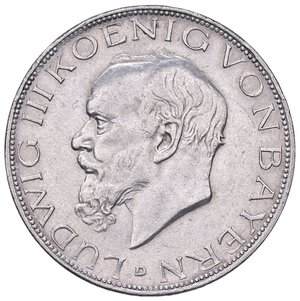 obverse: ESTERE - GERMANIA - BAVIERA - Ludovico III (1913-1918) - 3 Marchi 1914 D Kr. 520  AG. qSPL/SPL