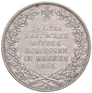 reverse: ESTERE - GERMANIA - BREMA - Città Libera  - Tallero 1865 B Kr. 248  AG. qSPL