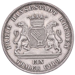 obverse: ESTERE - GERMANIA - BREMA - Città Libera  - Tallero 1871 B Kr. 249  AG. SPL