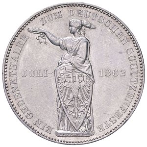 reverse: ESTERE - GERMANIA - FRANCOFORTE - Città Libera  - Tallero 1862 Kr. 371  AG  Qualche segnetto. qFDC