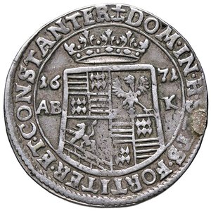 obverse: ESTERE - GERMANIA - MANSFELD-EISLEBEN - Johann Georg III (1663-1710) - 1/3 di tallero 1671 ABK Kr. 67  AG  Appiccagnolo rimosso. meglio di MB