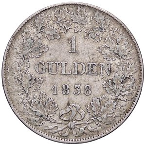 reverse: ESTERE - GERMANIA - NASSAU - Wilhelm, Duca (1816-1839) - Gulden 1838 Kr. 45  AG. bel BB