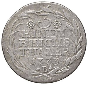 reverse: ESTERE - GERMANIA - PRUSSIA - Federico II (1740-1786) - 1/3 di tallero 1773 B Kr. 303  AG. qBB