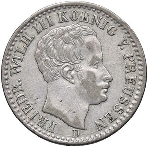 obverse: ESTERE - GERMANIA - PRUSSIA - Federico Guglielmo III (1797-1840) - 1/6 di tallero 1826 D Kr. 411  AG. BB