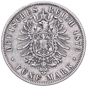 reverse: ESTERE - GERMANIA - PRUSSIA - Guglielmo I (1861-1888) - 5 Marchi 1876 A Kr. 503.1  AG. BB