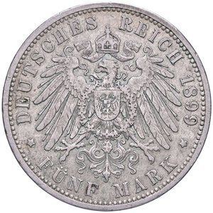 reverse: ESTERE - GERMANIA - PRUSSIA - Guglielmo II (1888-1918) - 5 Marchi 1899 A Kr. 523  AG. bel BB