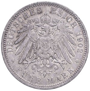 reverse: ESTERE - GERMANIA - PRUSSIA - Guglielmo II (1888-1918) - 5 Marchi 1902 A Kr. 523  AG. BB-SPL