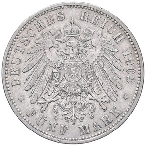 reverse: ESTERE - GERMANIA - PRUSSIA - Guglielmo II (1888-1918) - 5 Marchi 1903 A Kr. 523  AG. BB+