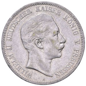 obverse: ESTERE - GERMANIA - PRUSSIA - Guglielmo II (1888-1918) - 5 Marchi 1908 A Kr. 523  AG. BB-SPL