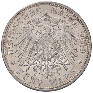 reverse: ESTERE - GERMANIA - PRUSSIA - Guglielmo II (1888-1918) - 5 Marchi 1913 A Kr. 536  AG  Colpetto. SPL