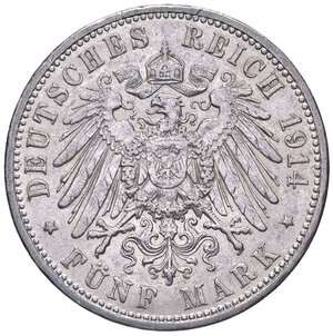 reverse: ESTERE - GERMANIA - PRUSSIA - Guglielmo II (1888-1918) - 5 Marchi 1914 A Kr. 536  AG. SPL+