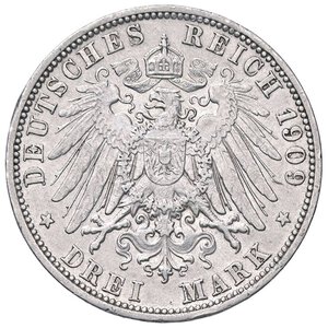 reverse: ESTERE - GERMANIA - PRUSSIA - Guglielmo II (1888-1918) - 3 Marchi 1909 A Kr. 527  AG. BB-SPL