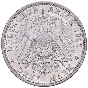 reverse: ESTERE - GERMANIA - PRUSSIA - Guglielmo II (1888-1918) - 3 Marchi 1911 A Kr. 527  AG. SPL+/qFDC