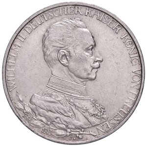 obverse: ESTERE - GERMANIA - PRUSSIA - Guglielmo II (1888-1918) - 3 Marchi 1913 A - 25° Anniversario del Regno Kr. 535  AG. SPL+/qFDC