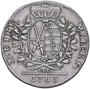 reverse: ESTERE - GERMANIA - SASSONIA - Federico Augusto III (1763-1806) - Tallero 1783 IEC Kr. 992.2  AG. BB+/qSPL