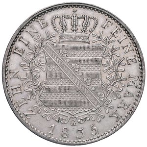 reverse: ESTERE - GERMANIA - SASSONIA - Antonio (1827-1836) - Tallero 1835 G Kr. 1120  AG. qSPL/SPL