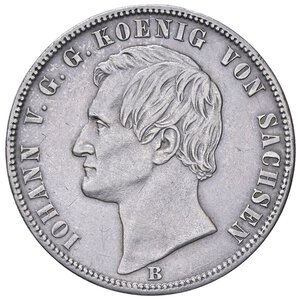 obverse: ESTERE - GERMANIA - SASSONIA - Johann (1854-1873) - Tallero 1869 B Kr. 1214  AG. qSPL/SPL