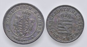 obverse: ESTERE - GERMANIA - SASSONIA - Johann (1854-1873) - 2 Pfennig 1864 B Kr. 1217  CU  Assieme a pfennig 1865 - Lotto di 2 monete. BB+