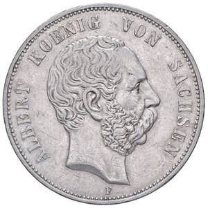 obverse: ESTERE - GERMANIA - SASSONIA - Albert (1873-1902) - 5 Marchi 1900 E Kr. 1246  AG. qSPL