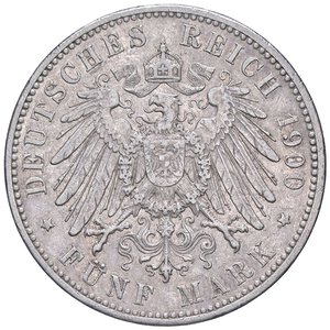 reverse: ESTERE - GERMANIA - SASSONIA - Albert (1873-1902) - 5 Marchi 1900 E Kr. 1246  AG. qSPL