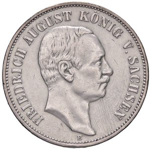 obverse: ESTERE - GERMANIA - SASSONIA - Federico Augusto III (1904-1918) - 5 Marchi 1908 E Kr. 1266  AG  Colpetti. BB