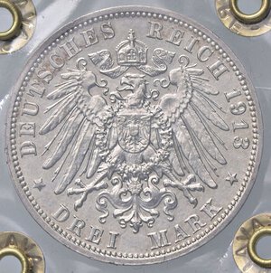 reverse: ESTERE - GERMANIA - SASSONIA - Federico Augusto III (1904-1918) - 3 Marchi 1913 E - Centenario battaglia di Lipsia Kr. 200  AG  Sigillata Francesco Cavaliere. FDC