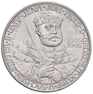 obverse: ESTERE - GERMANIA - SAXE WEIMAR EISENACH - Wilhelm Ernst (1901-1918) - 2 Marchi 1908 A Kr. 174  AG 350° anniversario università di Jena. qFDC/FDC