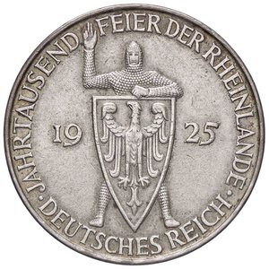 obverse: ESTERE - GERMANIA - Repubblica di Weimar (1919-1933) - 5 Marchi 1925 D Kr. 47  AG. BB+