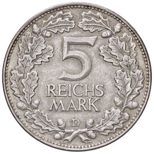 reverse: ESTERE - GERMANIA - Repubblica di Weimar (1919-1933) - 5 Marchi 1925 D Kr. 47  AG. BB+