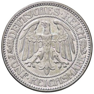 obverse: ESTERE - GERMANIA - Repubblica di Weimar (1919-1933) - 5 Marchi 1928 A Kr. 56  AG. bello SPL