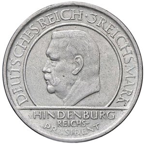 obverse: ESTERE - GERMANIA - Repubblica di Weimar (1919-1933) - 3 Marchi 1929 A - 10° Anniversario Repubblica di Weimar Kr. 63  AG. SPL