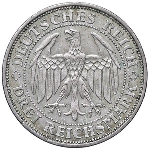 reverse: ESTERE - GERMANIA - Repubblica di Weimar (1919-1933) - 3 Marchi 1929 E - 1000° anniversario di Meissen Kr. 65  AG  Abilmente lavata. qSPL