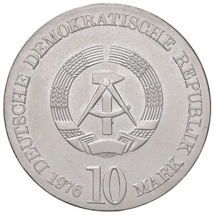 reverse: ESTERE - GERMANIA - Repubblica Democratica (1949-1990) - 10 Marchi 1976 - Weber Kr. 62  AG. qFDC