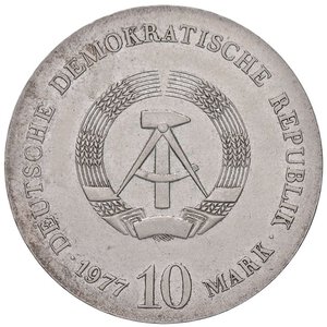 reverse: ESTERE - GERMANIA - Repubblica Democratica (1949-1990) - 10 Marchi 1977 - Guericke Kr. 65  AG. qFDC