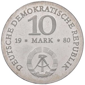 reverse: ESTERE - GERMANIA - Repubblica Democratica (1949-1990) - 10 Marchi 1980 - Scharrnhorst Kr. 77  AG. FS