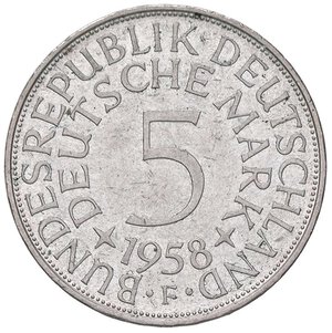 reverse: ESTERE - GERMANIA - Repubblica Federale (1949) - 5 Marchi 1958 F Kr. 112  AG. SPL