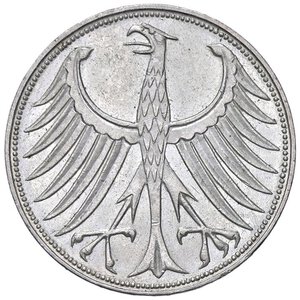 obverse: ESTERE - GERMANIA - Repubblica Federale (1949) - 5 Marchi 1960 F Kr. 112.1  AG. SPL+