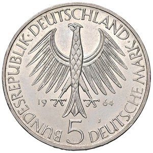 reverse: ESTERE - GERMANIA - Repubblica Federale (1949) - 5 Marchi 1964 - Fichte Kr. 118.1 R AG. qFDC