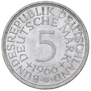 reverse: ESTERE - GERMANIA - Repubblica Federale (1949) - 5 Marchi 1966 G Kr. 112  AG. qFDC