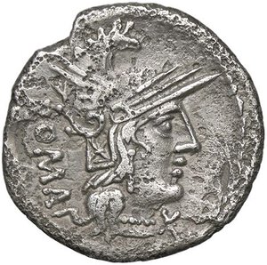 obverse: ROMANE REPUBBLICANE - CAECILIA - C. Caecilius Metellus Caprarius (125 a.C.) - Denario B. 14; Cr. 269/1  (AG g. 3,29) Metallo poroso. qBB