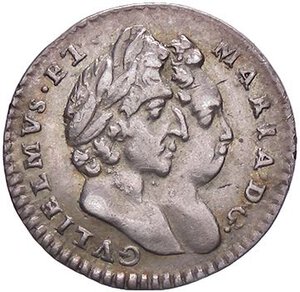 obverse: ESTERE - GRAN BRETAGNA - Guglielmo III (1694-1702) - 2 Pence 1694 Spink 3443  (AG g. 0,99). qSPL