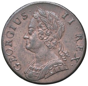 obverse: ESTERE - GRAN BRETAGNA - Giorgio II (1727-1760) - Mezzo penny 1744 Kr. 579.1; Spink 3718  CU  Riflessi rossi. SPL+