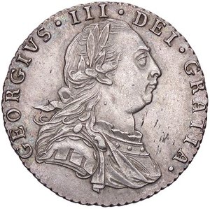 obverse: ESTERE - GRAN BRETAGNA - Giorgio III (1760-1820) - 6 Pence 1787 Kr. 606.1  AG Senza cuori nello stemma al R/. SPL/SPL+