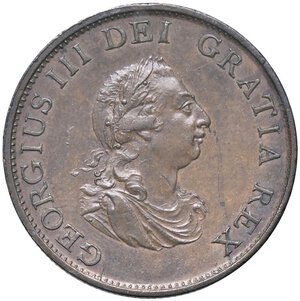 obverse: ESTERE - GRAN BRETAGNA - Giorgio III (1760-1820) - Mezzo penny 1799 Kr. 647  CU. qSPL