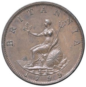 reverse: ESTERE - GRAN BRETAGNA - Giorgio III (1760-1820) - Mezzo penny 1799 Kr. 647  CU. qSPL