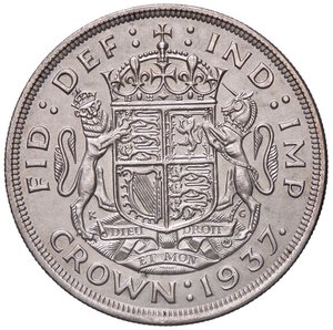 reverse: ESTERE - GRAN BRETAGNA - Giorgio VI (1936-1952) - Corona 1937 Kr. 857  AG. SPL+/qFDC