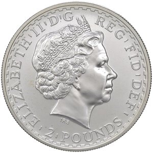 obverse: ESTERE - GRAN BRETAGNA - Elisabetta II (1952-2022) - 2 Sterline 2004 - Britannia Kr. 1029  AG. FS