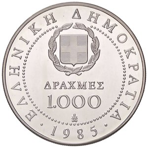 reverse: ESTERE - GRECIA - Repubblica (1974) - 1.000 Dracme 1985   AG. FS