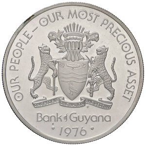 reverse: ESTERE - GUYANA - Repubblica  - 5 Dollari 1976 Kr. 43a  AG. FS