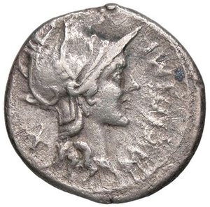 obverse: ROMANE REPUBBLICANE - CIPIA - M. Cipius M. F. (115-114 a.C.) - Denario B. 1; Cr. 289/1  (AG g. 3,67). qBB